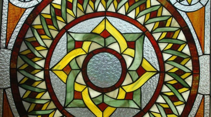 Glass pane by Bob Vogel of Stained Glass Studio of St. Peter
