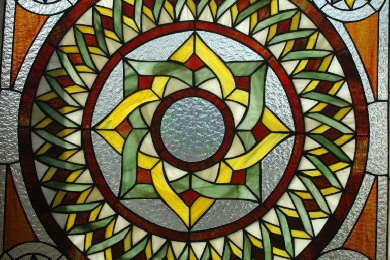 Glass pane by Bob Vogel of Stained Glass Studio of St. Peter