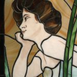 Painting by Alphonse Mucha reproduced in stained glass by Bob Vogel of St. Peter.