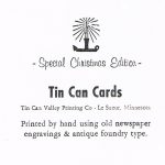 Tin Can Valley Printing Company - Back of greeting card