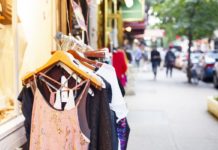 Clothing on a Rack Outdoors