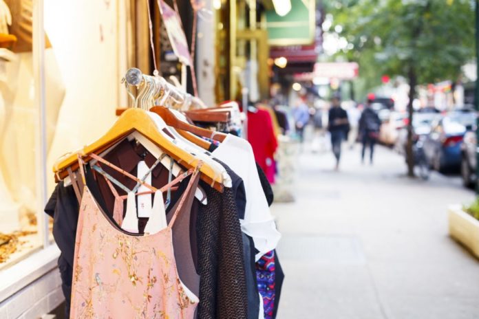 Clothing on a Rack Outdoors