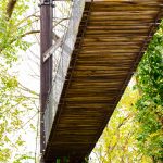 Photo by Rick Pepper - With the water low you can get a view of and appreciate the 150-foot span of the swinging bridge.