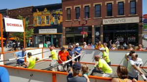 Photo by Laura Murray. 2017 Human Foosball Tournament on Front Street in Mankato.