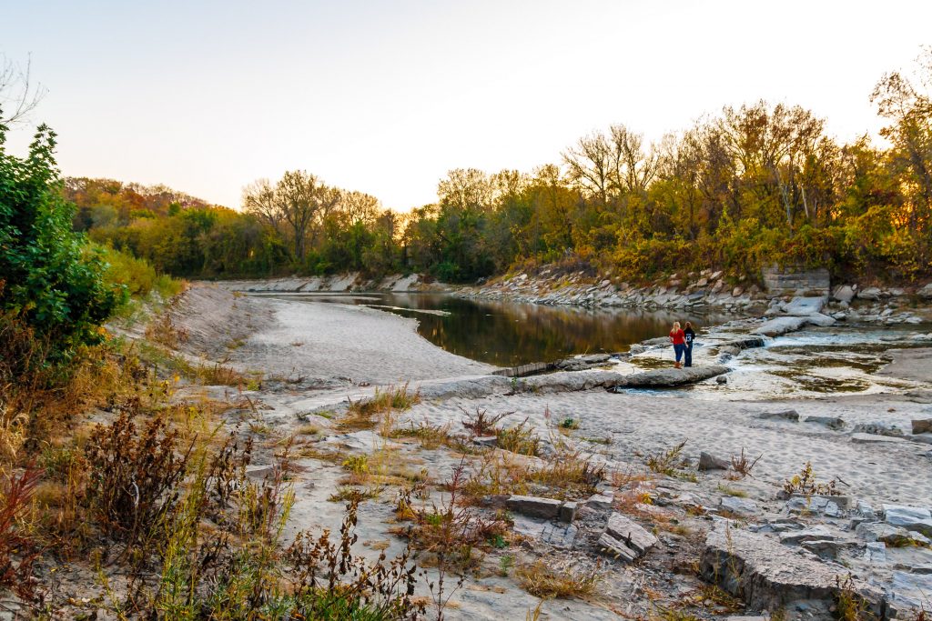 Photo by Rick Pepper - Looking towards the Blue Earth river, notice the remains of the dam that was taken out by the 1965 flood.