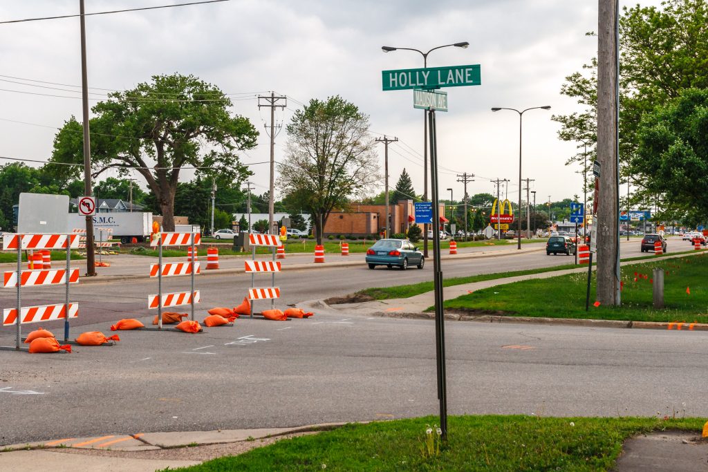 Photo by Rick Pepper - June 4, 2008 Looking southwest across the Holly Lane/Madison Ave. intersection from Flying Penguin (Galleria East) parking lot