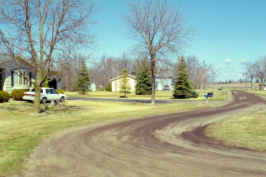 Photo by Rick Pepper - Mankato, MN - April 25, 2000 looking south down Ivy Lane, Roger Huettl's (former) house on the right.