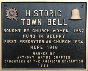 Photo by Gary Pettis - Commemorative plaque on First Presbyterian Church in Mankato noting Mankato's "Liberty Bell."