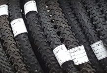 Photo by Don Lipps - Recycled tires at Key City Bike - Mankato, MN