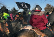 Photo by Gary Pettis - Dakota 38+2 Memorial riders arrive in Mankato on December 26th, 2017