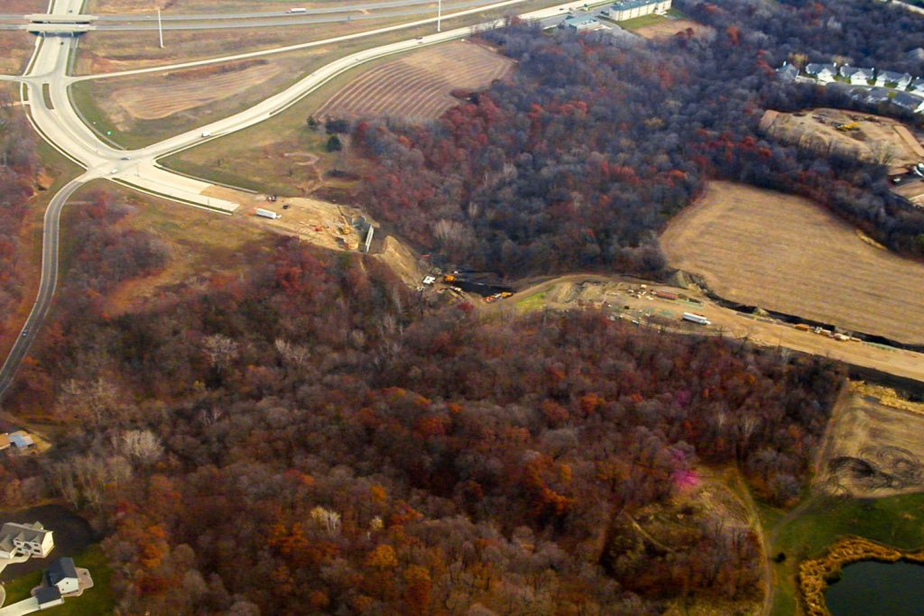 Photo by Rick Pepper - November 1, 2003 Aerial photo looking from the southwest at the Victory Drive area. Note Dublin Court just under construction (far upper right), no Kwik Trip, no Hyundai, no Bremer Bank or Heintz Toyota.