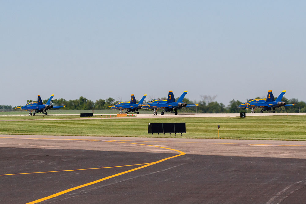 Photo by Rick Pepper - 2012 Mankato Air Show - Blue Angel aircraft #1-4 taxi to the end of the runway before taking off