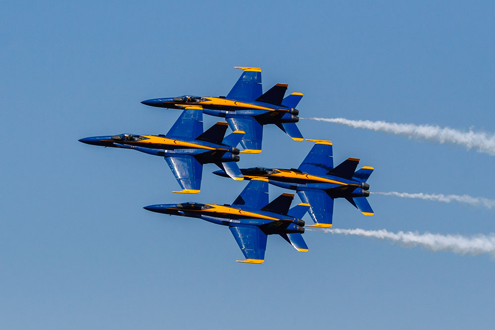Photo by Rick Pepper - 2012 Mankato Air Show - The Blue Angels fly by in the diamond formation