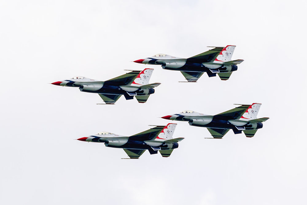 Photo by Rick Pepper - 2015 Mankato Air Show - USAF Thunderbirds flying the diamond formation as they approach the airport