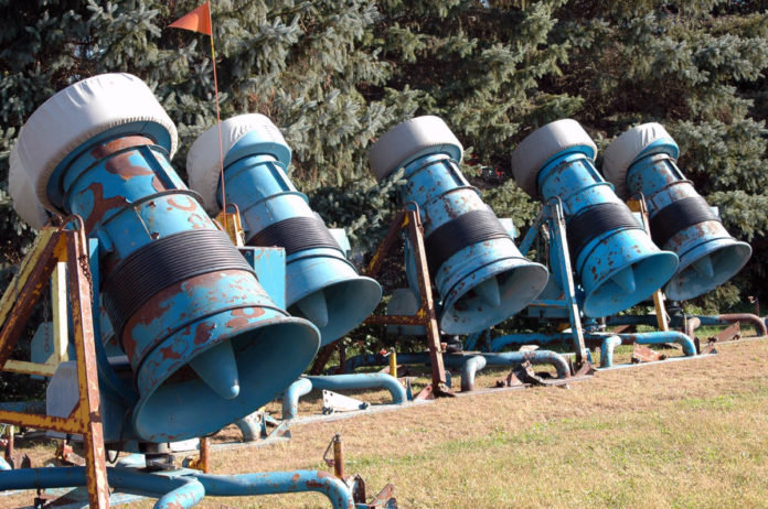 Photo by Don Lipps - Snowmakers at Mount Kato stand ready to be put into service once the weather is right.