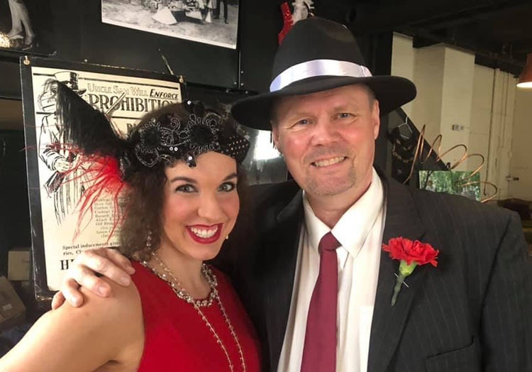 Photo Courtesy of Mike Lagerquist - Mike Lagerquist and Callie Sonnek at a prohibition themed Blue Earth County Historical Society event