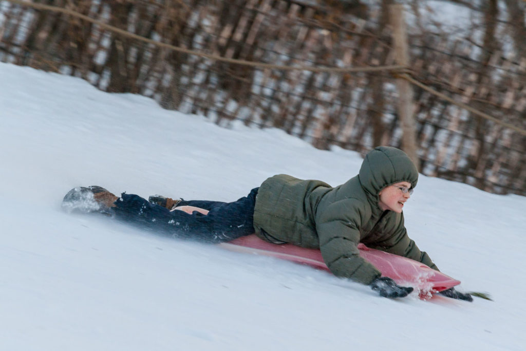 Photo by Rick Pepper - Ben Pepper on the Sibley Park sliding hill