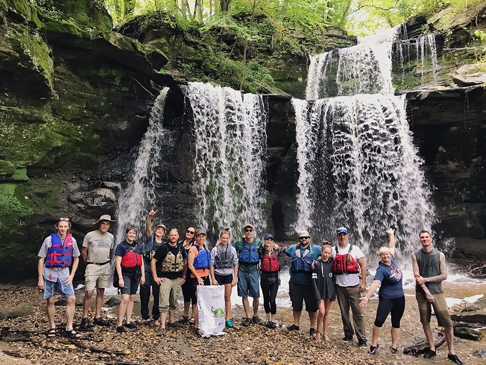 Submitted Photo - Adopt a River 2019 attendees at Triple Falls on Blue Earth River