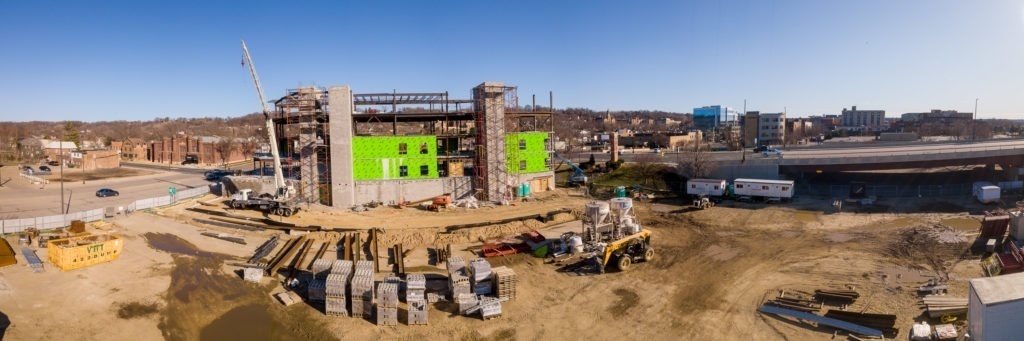 Photo by Rick Pepper - Aerial view of Bridge Plaza under construction