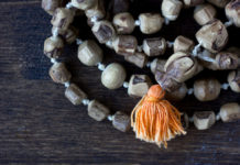 Japa mala rosary - hinduism and buddism rosary made from tulsi tree for hare krishna chanting.