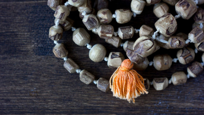 Japa mala rosary - hinduism and buddism rosary made from tulsi tree for hare krishna chanting.