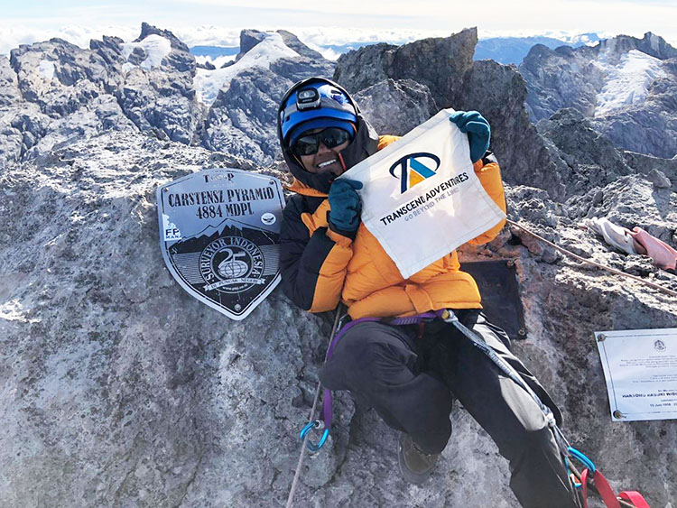 Submitted Photo - Poorna Malavath at the summit of Carstensz Pyramid in Indonesia