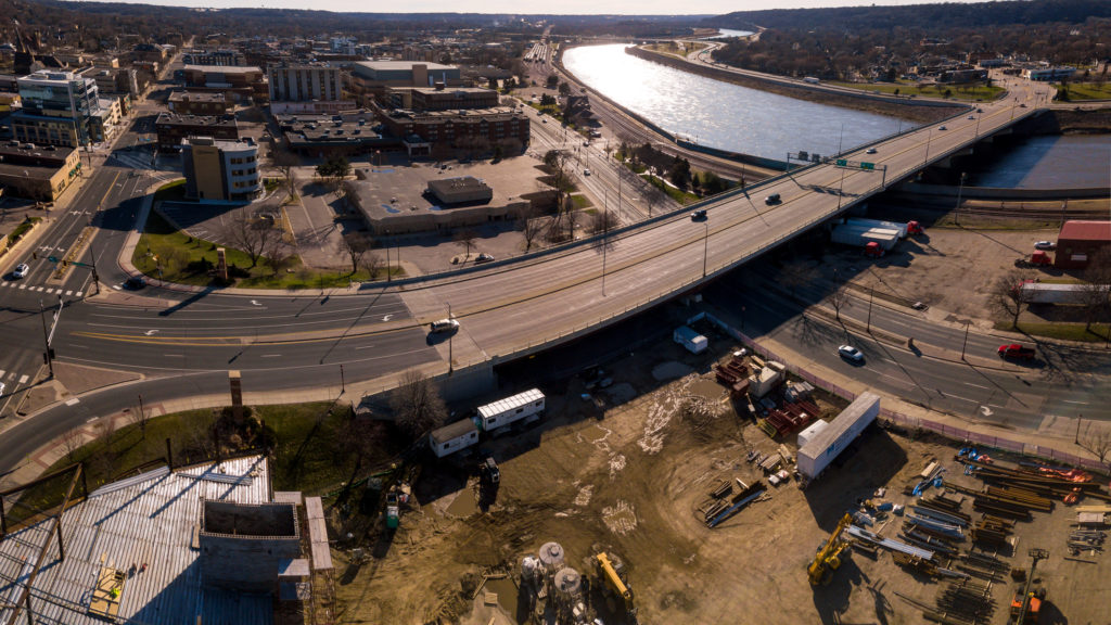 Photo by Rick Pepper - Aerial view of Veterans Memorial Bridge looking south