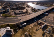 Photo by Rick Pepper - Aerial view of Veterans Memorial Bridge looking south