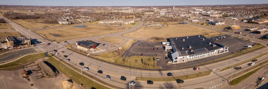 Photo by Rick Pepper - Aerial view facing east while hovering over Madison East Mall