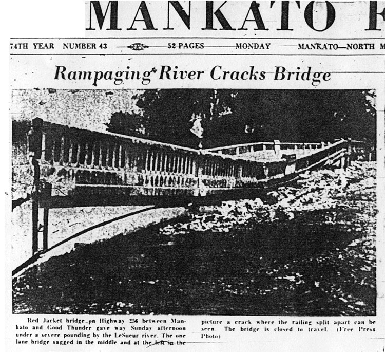 Mankato Free Press May 23, 1960 - Damaged Red Jacket Bridge