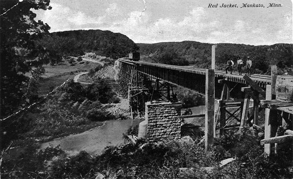From History of the Red Jacket Valley by Julie A. Schrader - Postcard of the Red Jacket Trestle