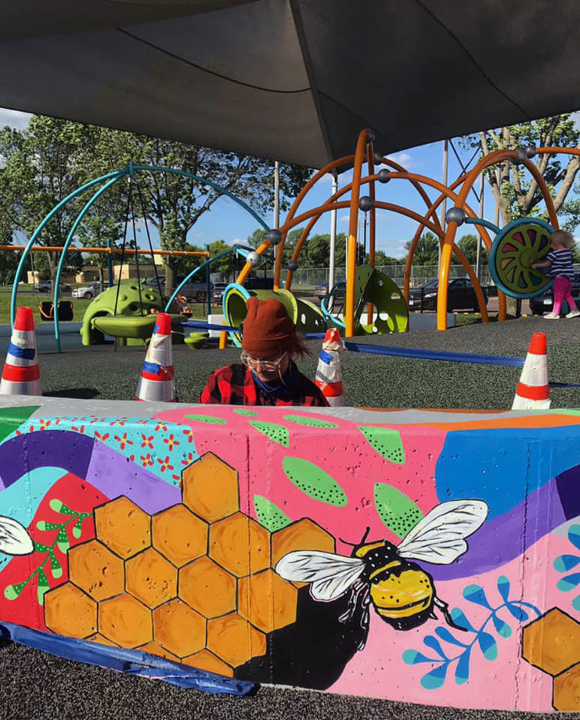 Submitted Photo - Dana Sikkila at work at the playground in Fallenstein Park in North Mankato