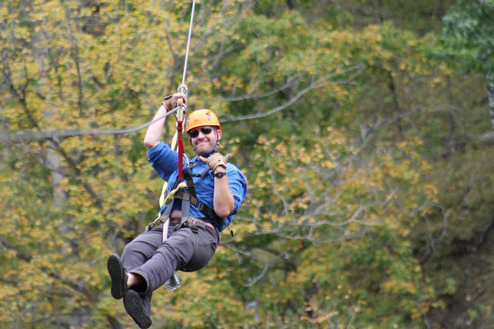 Submitted Photo - Hardy adventurer on one of the zip lines at Kerfoot Canopy Tour near Henderson, Minnesota