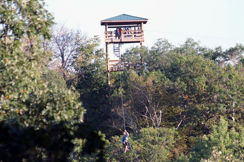 Submitted Photo - Zip line tower at Kerfoot Canopy Tour near Henderson, Minnesota