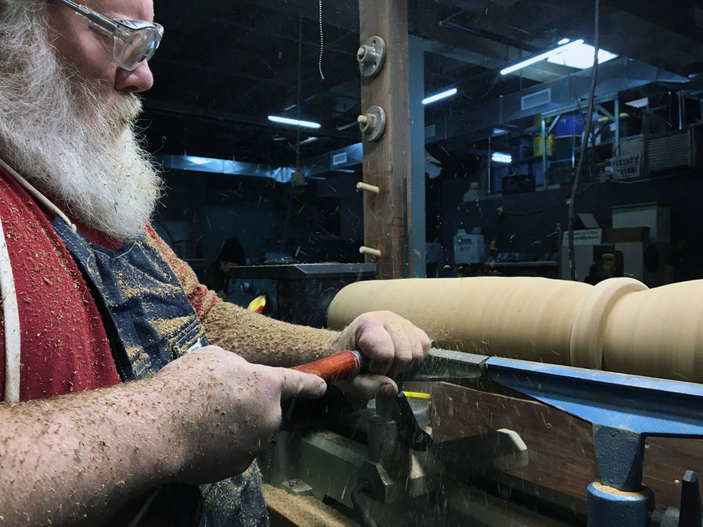 Submitted Photo - Mankato Makerspace participant turning wood on the lathe