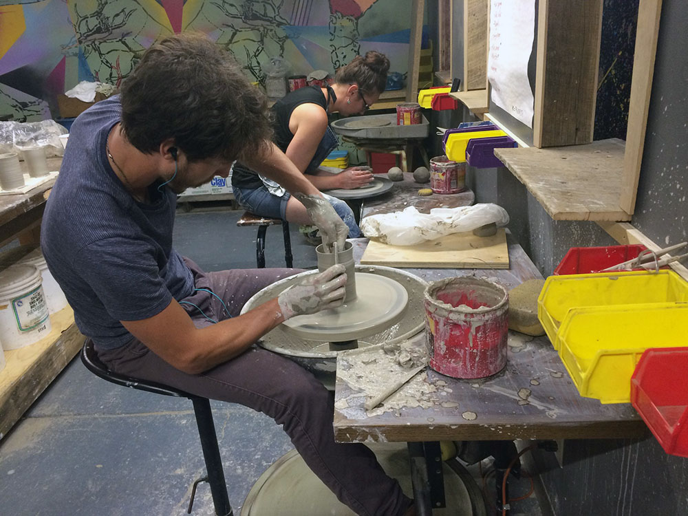 Submitted Photo - Mankato Makerspace participants on pottery wheels