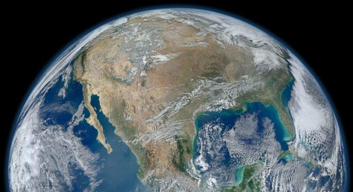 Photo from Wikimedia Commons - A view of most of North America taken from a low orbit of about 826 km altitude aboard NASA's Earth-observing research satellite, Suomi NPP