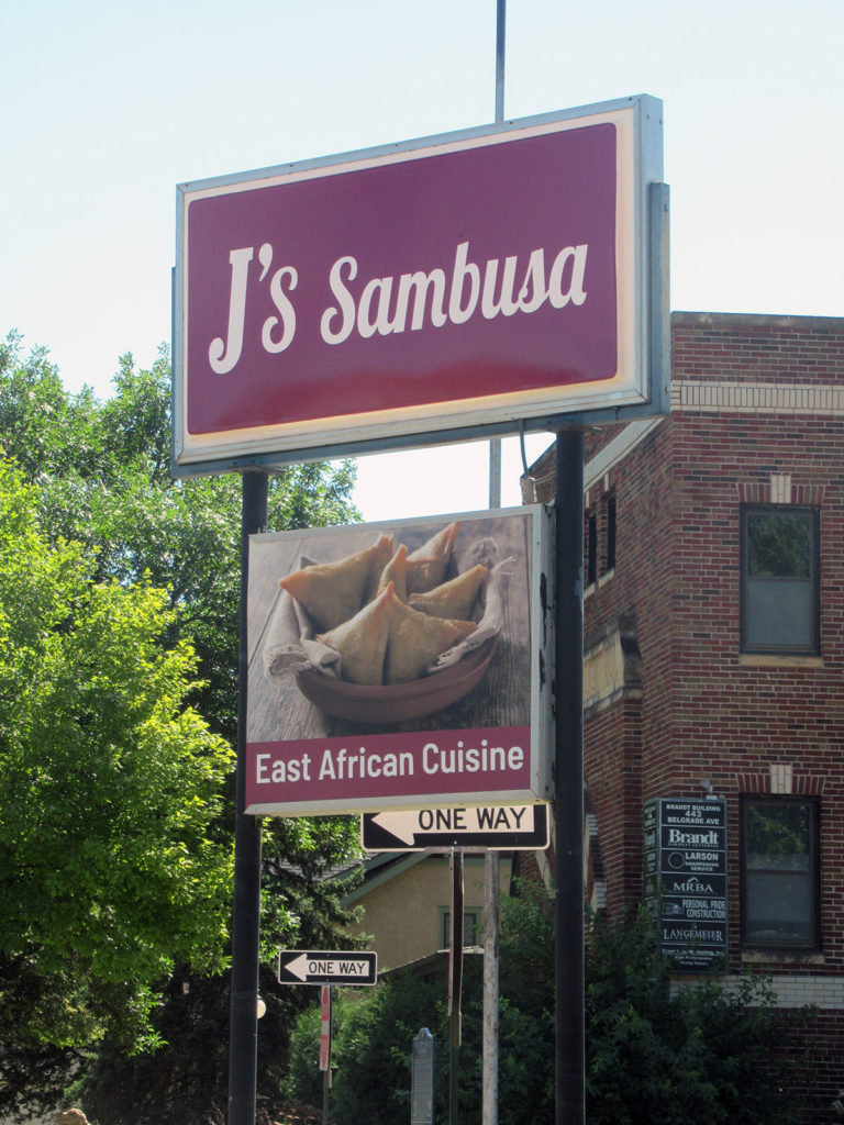 Photo by Grace Brandt - New sign outside of J's Sambusa in North Mankato