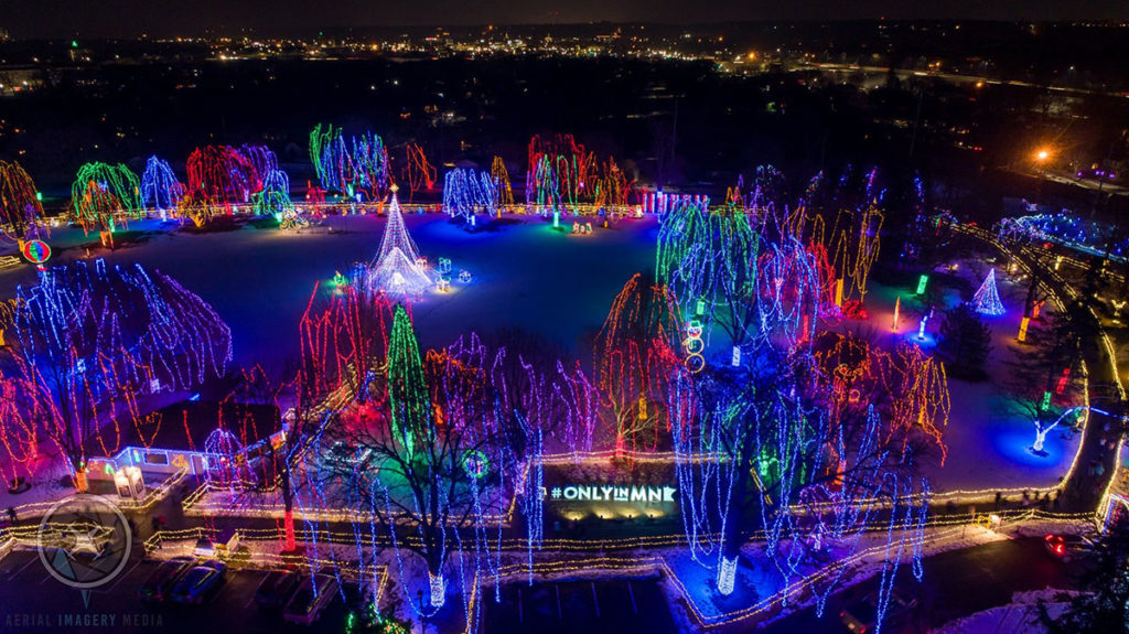 Photo by Jason Smith - Aerial Imagery Media - Kiwanis Holiday Lights in Sibley Park, Mankato