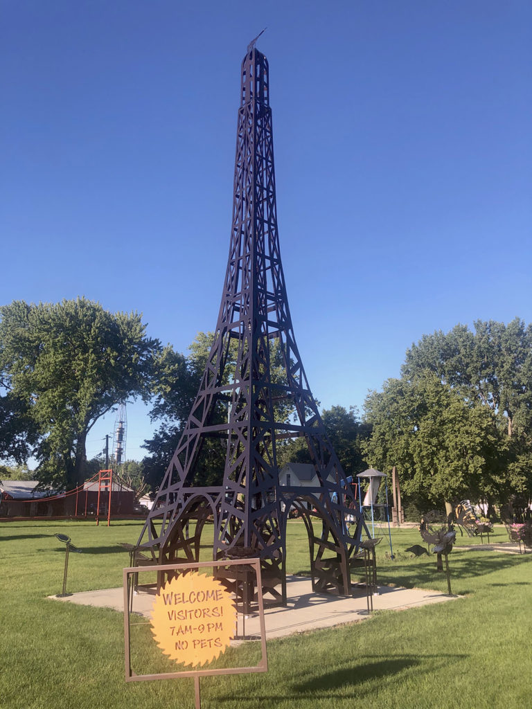 Photo by Mike Lagerquist - This replica of the Eiffel Tower was one of the items Arnie Lillo built for his wife.
