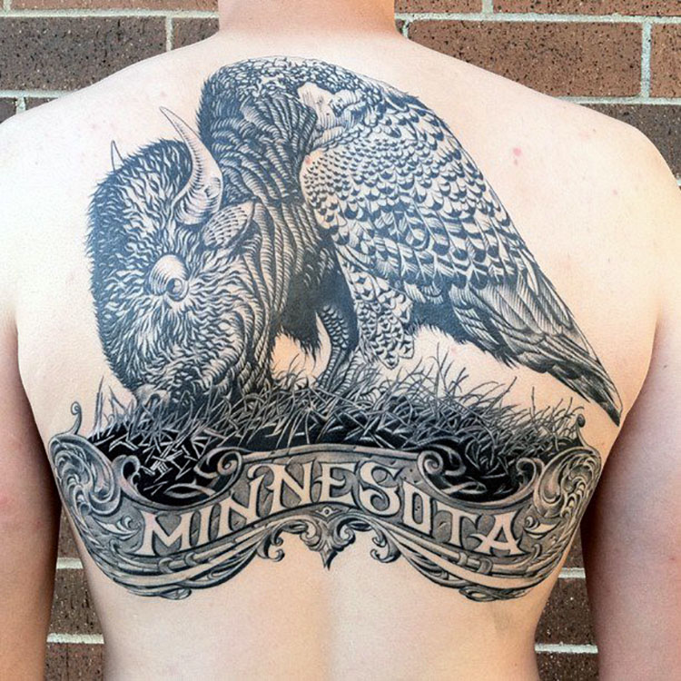 Submitted Image - Full back tattoo with a Minnesota theme by Megan Hoogland