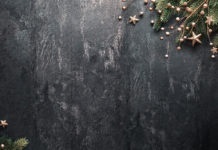 Christmas Decoration With Fir Branches and Red Berries On a Dark Background