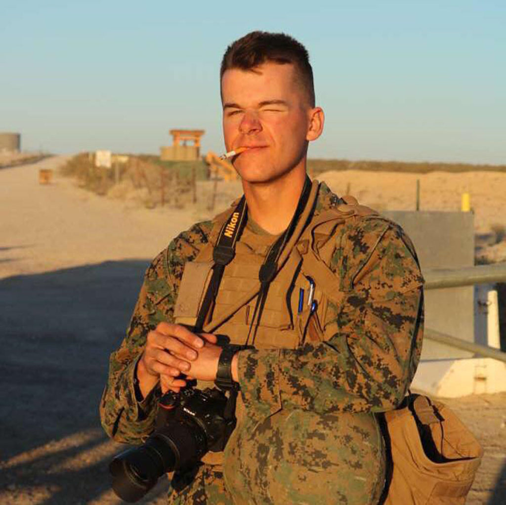 Photo by Ben Larsen - Gage Cureton takes a break during a Marine Corps training exercise.