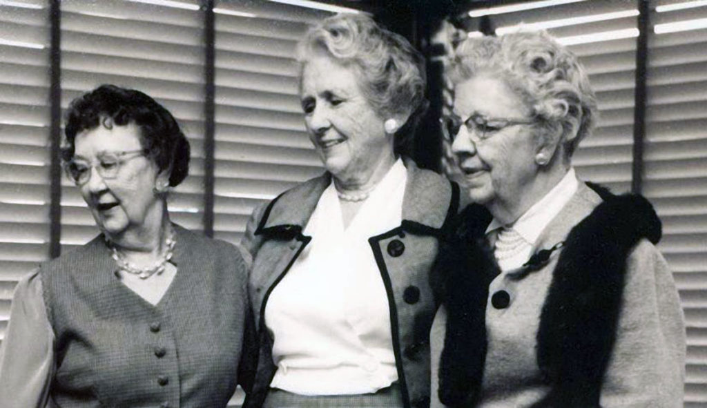 Photo from October 5, 1961 Mankato Free Press - Left to Right: Marjorie Gerlach Harris (Tib), Frances Kenny Kirch (Tacy), and Ruth Williams (Alice).