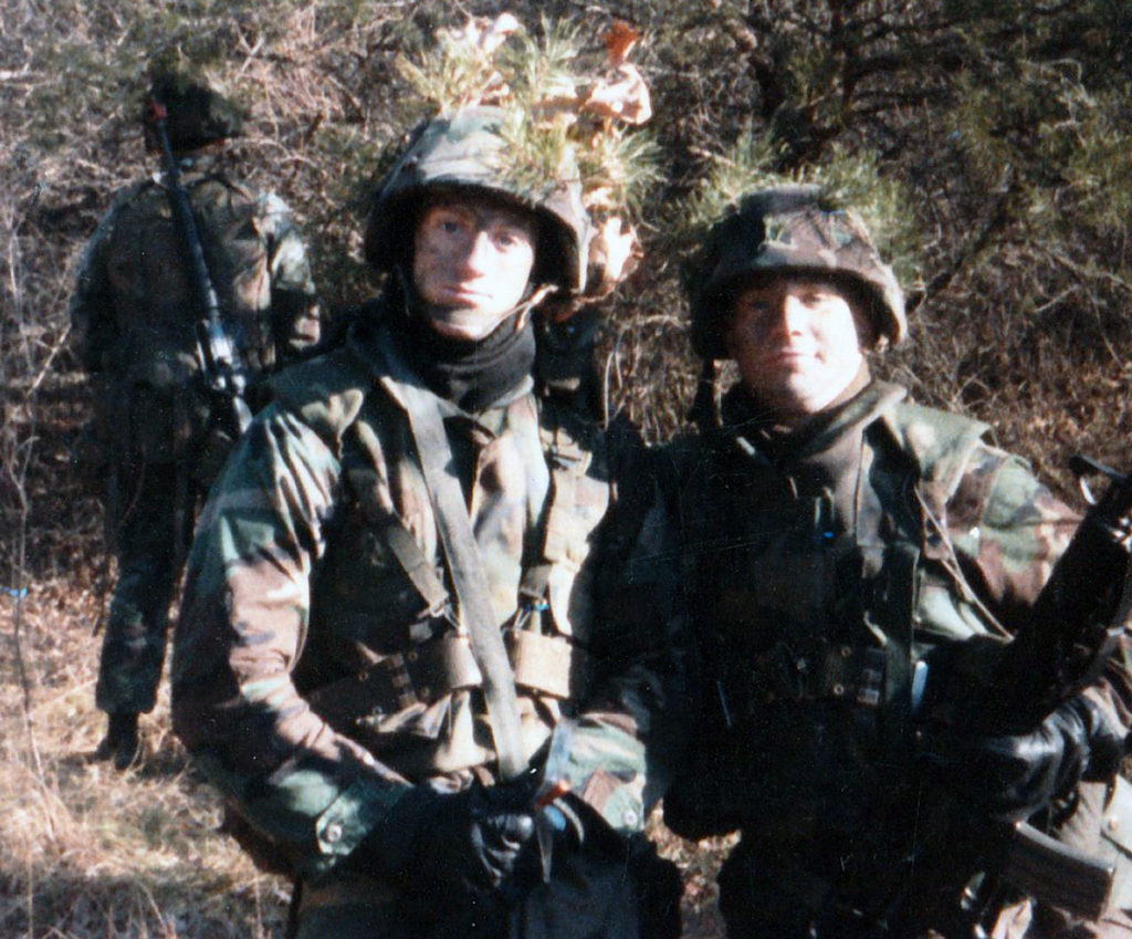 Submitted Photo - Bradley Webb (left) and a fellow Marine take a break during a training practice.