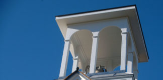 Photo by Don Lipps - The newly refurbished bell tower atop the Ottawa Little Stone Church.