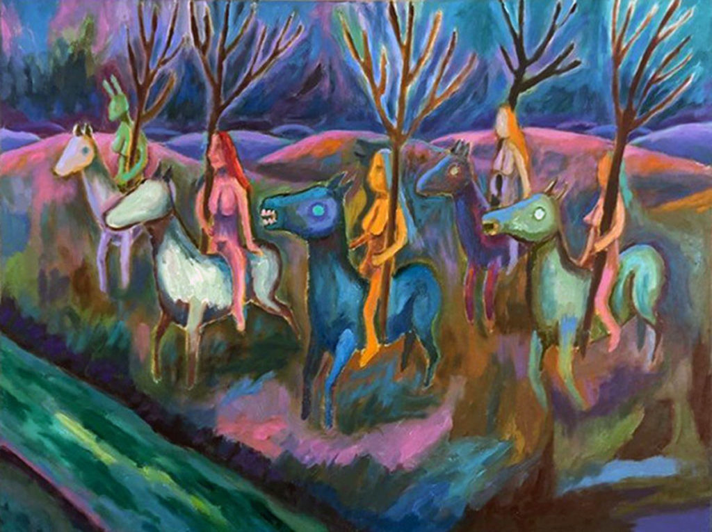 Photo by Jim Denomie - "Tree People" - 2020 - 30x40 oil on canvas