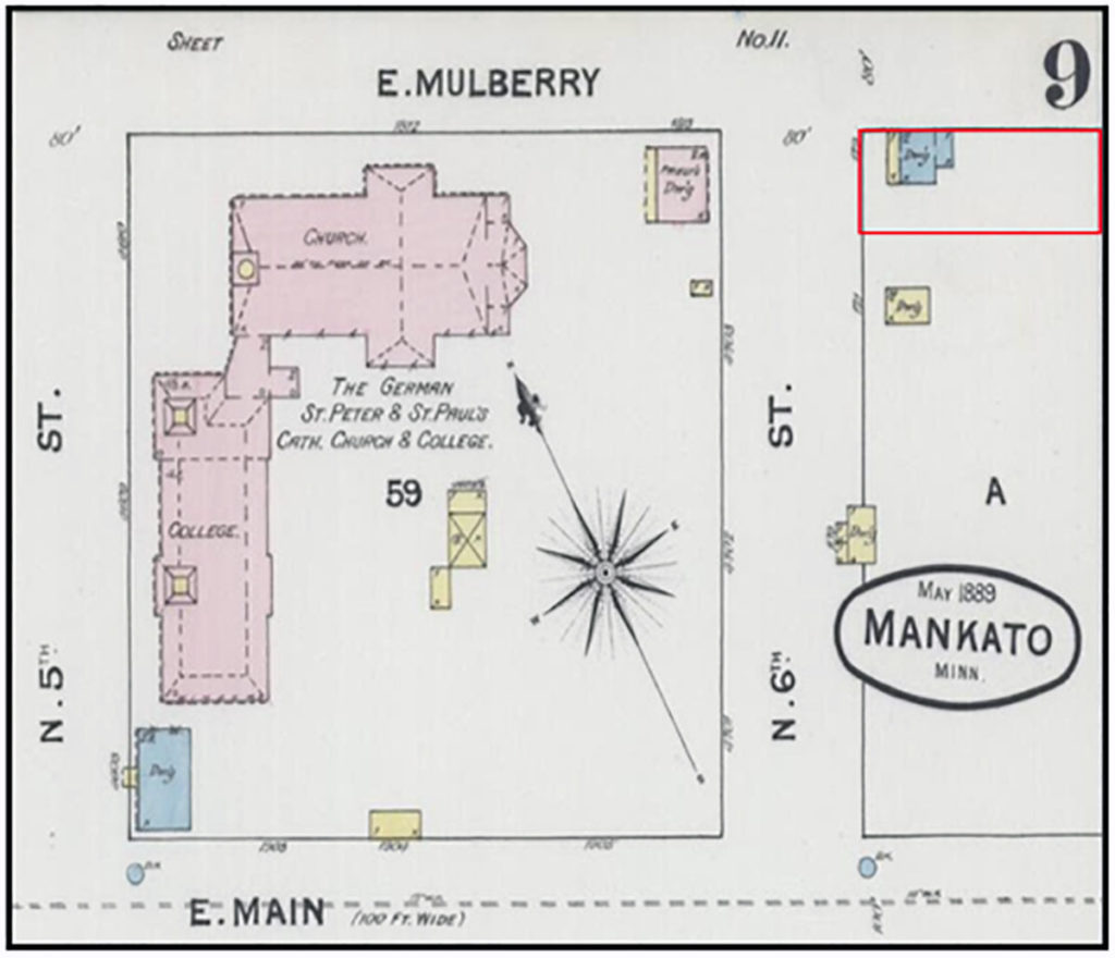 Submitted Image - May 1889 Sanborn Fire Insurance Map. Location of the Little Stone House in relation to SS Peter and Paul Catholic Church.