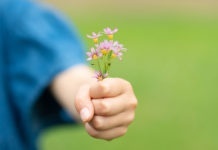 Hand and flowers