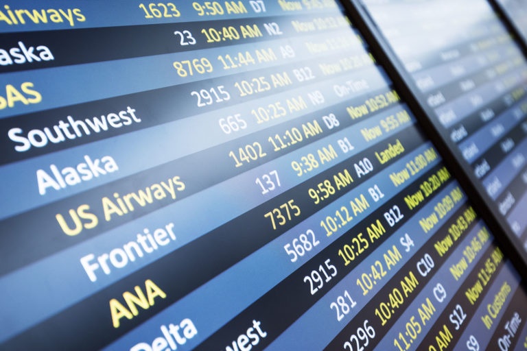 Airport departure board